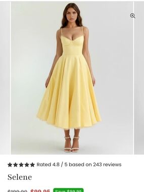 Yellow Fit-and-Flare Midi Dress with Spaghetti Straps